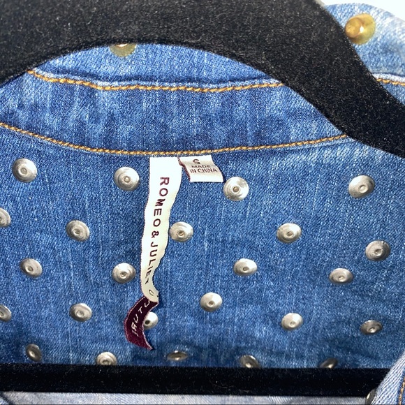 Vintage y2K Romeo & Juliet Couture Gold Studded Denim Vest - Picture 3 of 6